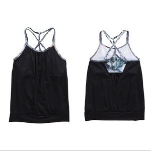 Zella Girl girls black layered cross back tank top